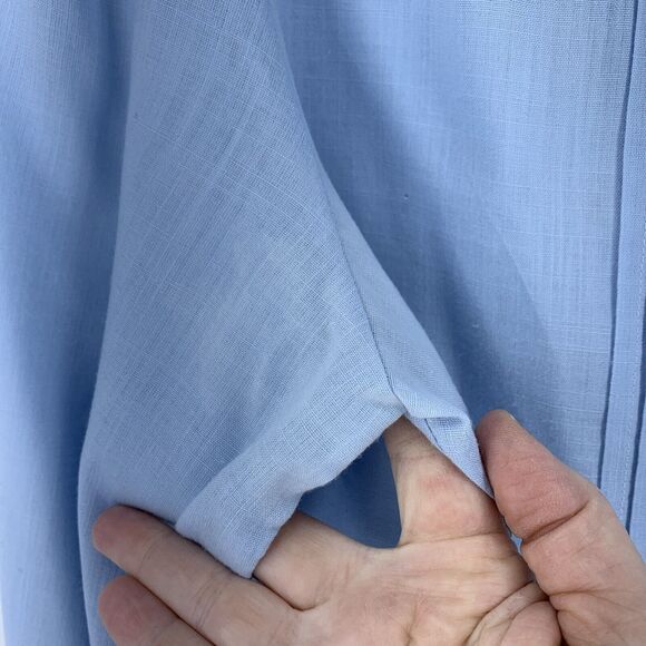 Kemmerer Womens Medium Button Up Blouse Pintuck Floral Appliqué Cottagecore Blue - Picture 5 of 7